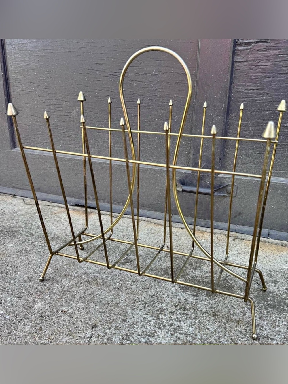 Vintage Metal Magazine Rack - Green Finish